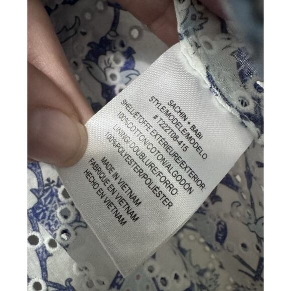 NWT Sachin Babi Blue Floral Eyelet “Millie Vine” Top & Shorts Set Size S - Picture 13 of 13